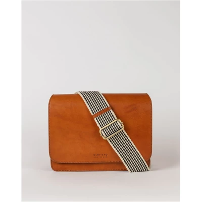 Audrey - Cognac Classic Leather - Structured Crossbody Bag Two Straps