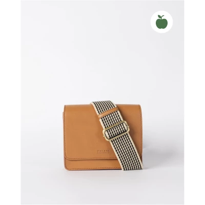 Audrey Mini - Cognac Apple Leather - Structured Crossbody Bag Two Straps