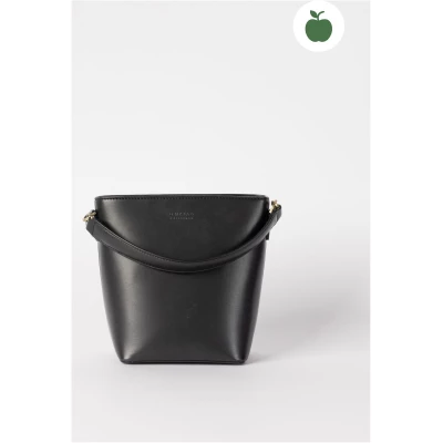 Bobbi Bucket Bag Midi - Black Apple Leather - Vegan Leather Bucket Bag