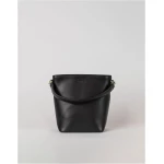 Bobbi Bucket Bag Midi - Black Classic Leather - Small Bucket Bag Removable Strap