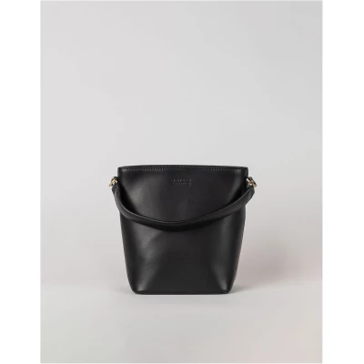 Bobbi Bucket Bag Midi - Black Classic Leather - Small Bucket Bag Removable Strap