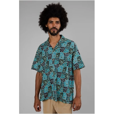 Brava Fabrics Herren vegan Hemd Frühling Aloha Blau
