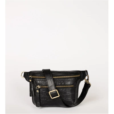 Bum Bag - Black Croco Leather - Cross Body Belt Bag