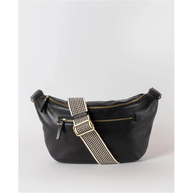 Bum Bag Large - Black Soft Grain Leather - Cross Body Belt Bag