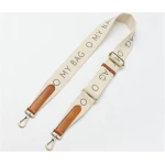 Canvas Logo Strap - White Cognac Classic Leather - Add-on Detachable And Adjustable Crossbody Strap