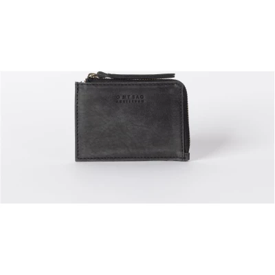 Coin Purse - Black Hunter Leather - Mini-wallet Zip Around Closure