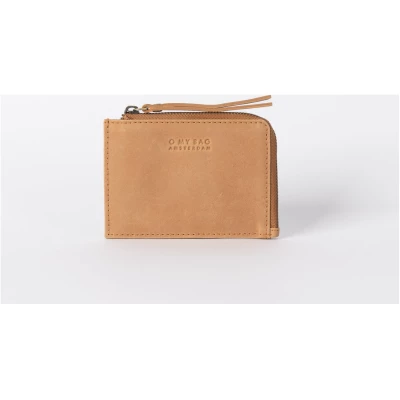 Coin Purse - Camel Hunter Leather - Mini-wallet Zip Around Closure