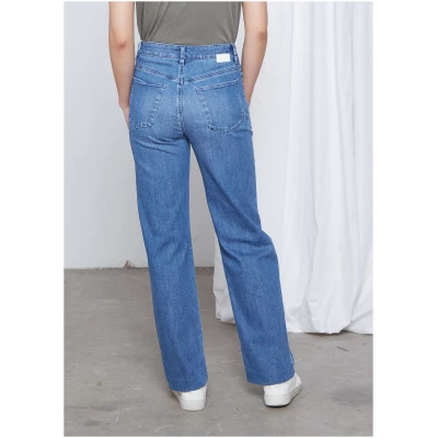 Dawn Damen vegan Jeans Flared Dew French Pocket Blau