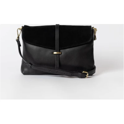 Ella Midi - Black Soft Grain Suède Leather - Small Suede/leather Crossbody Bag