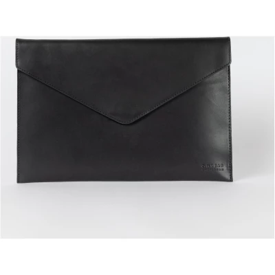 Envelope Laptop Sleeve 13" - Black Classic Leather - Envelope Sleeve With Magnetic Closure