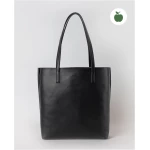Georgia - Black Apple Leather - Large Shopper Bag With Zipper Inside-bag