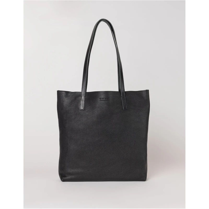 Georgia - Black Soft Grain Leather - Large Shopper Bag With Zipper Inside-bag