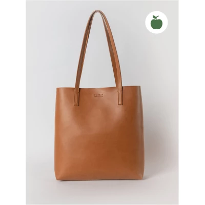 Georgia - Cognac Apple Leather - Large Shopper Bag With Zipper Inside-bag