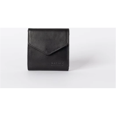 Georgies Wallet - Black Stromboli Leather - Compact Leather Wallet Magnetic Closure