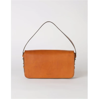 Gina Baguette - Cognac Classic Leather - Structured Crossbody Bag Adjustable Strap
