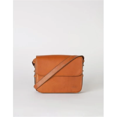 Gina - Cognac Classic Leather - Structured Crossbody Bag Adjustable Strap