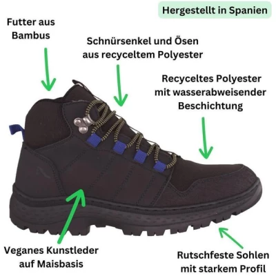 Grand Step Shoes Veganer Wander-/Freizeitschuh Hiking High schwarz