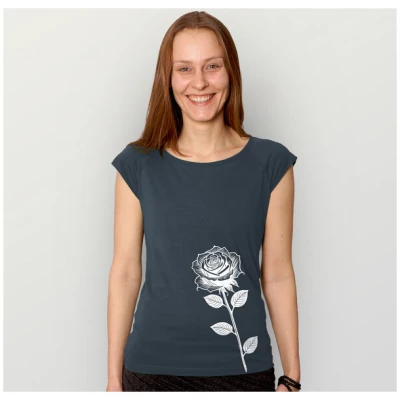 HANDGEDRUCKT "Rose" Bamboo Frauen T-Shirt
