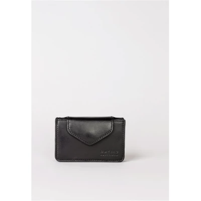 Harmonica Wallet - Black Classic Leather - Wallet With Knob-button Closure