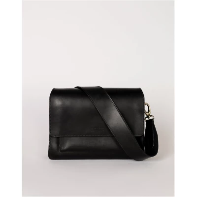 Harper - Black Classic Leather - Accordion Style Midi Handbag