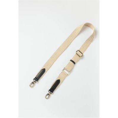 Herringbone Webbing Strap - Sand Black Classic Leather - Add-on Detachable And Adjustable Crossbody Strap