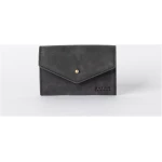Jos Purse - Black Hunter Leather - Compact Leather Wallet Knob Button Closure