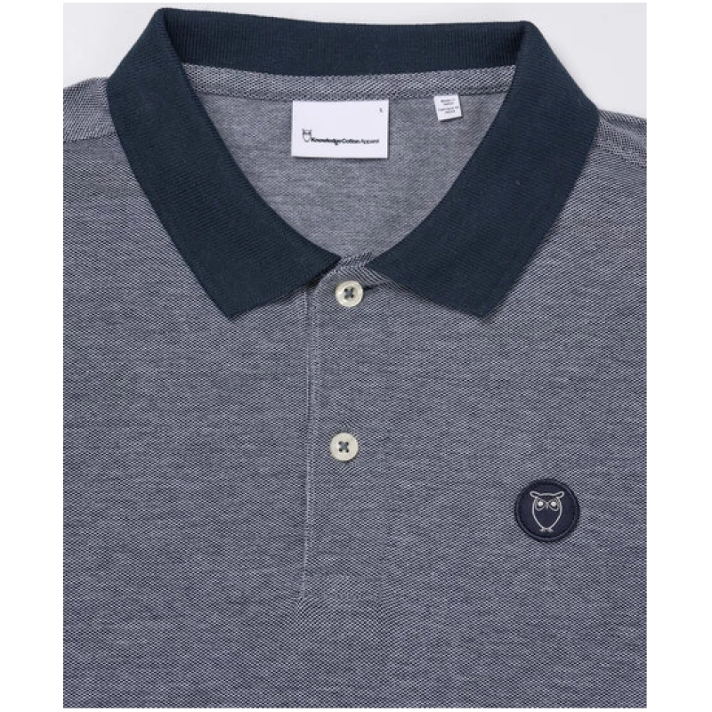 KnowledgeCotton Apparel Melange T-Shirt - Yarn dyed badge polo - aus Bio - Baumwolle