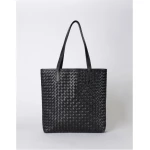 Leather Woven Tote Bag - Black