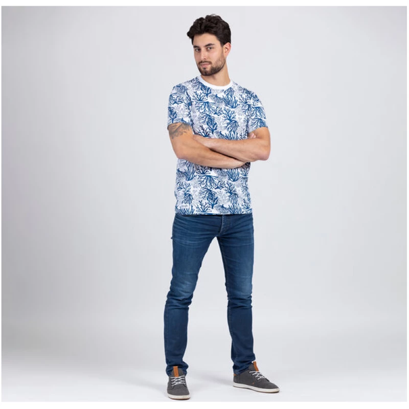 Lexi&Bö Koralle - T-Shirt für Herren mit Korallen-Allover-Print