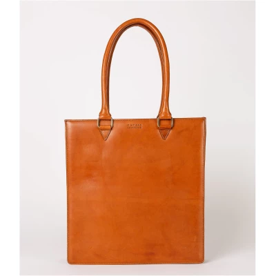 Mila - Cognac Classic Leather - Structured Business Handbag Long Handle