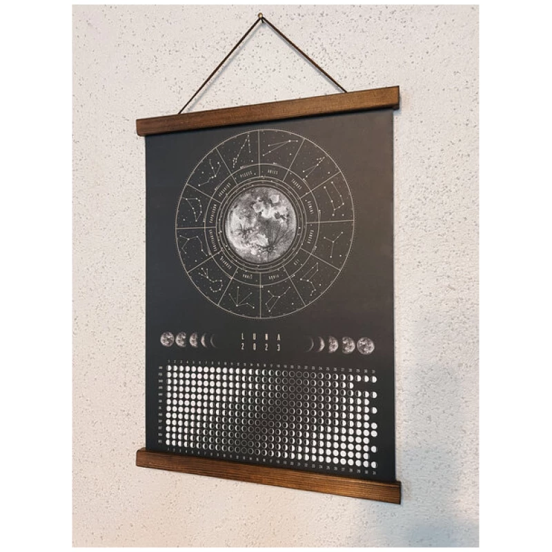 Mondkalender 2024 - Poster A2, A3, A4 - schwarz, beige - Posterleisten // ShellyCreates