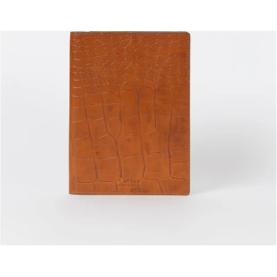 Notebook Cover - Cognac Classic Croco - Eco-friendly Leather Goods