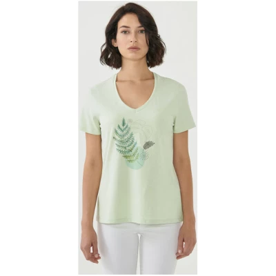 ORGANICATION Damen T-Shirt aus Bio-Baumwolle mit Blatt-Print