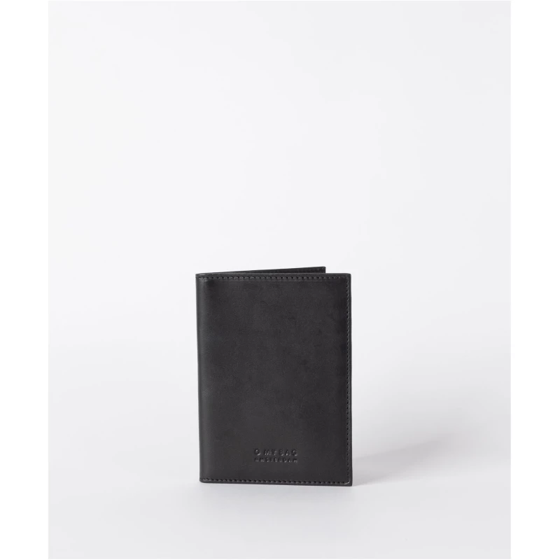 Passport Holder - Black Classic Leather - Foldover Travel Passport Wallet