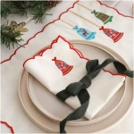 Set of 2 Christmas Bell Embroidery Cotton Napkin