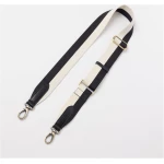 Striped Webbing Strap - Black White / Black Classic Leather - Add-on Detachable And Adjustable Crossbody Strap