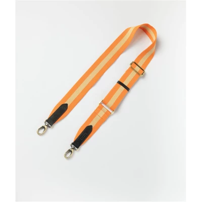 Striped Webbing Strap - Orange Black Classic Leather - Add-on Detachable And Adjustable Crossbody Strap