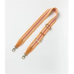 Striped Webbing Strap - Orange Red Cognac Classic Leather - Add-on Detachable And Adjustable Crossbody Strap