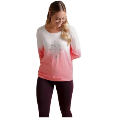 The Spirit of OM Yoga Langarm-Shirt 'Shakti' flamingo/weiß