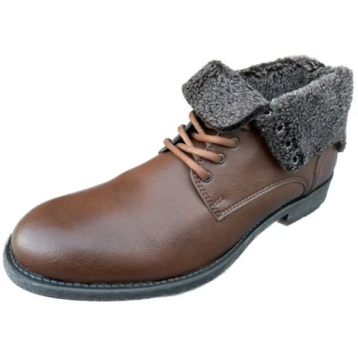 Will's Vegan Shop Stylische Stiefel für Herren "Fold Over Boots" in Chestnut