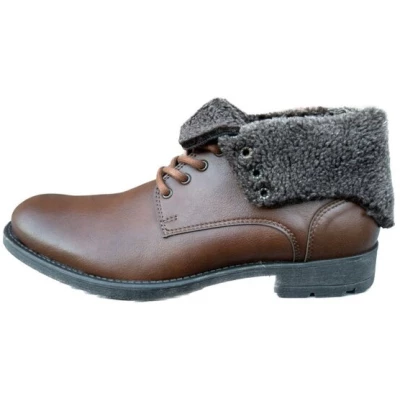 Will's Vegan Shop Stylische Stiefel für Herren "Fold Over Boots" in Chestnut