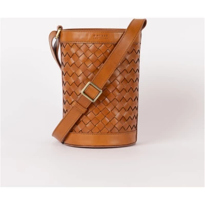 Zola - Cognac Woven Classic Leather - Bucket Woven Leather Bag One Strap