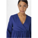 hessnatur Damen Brushed Popeline Kleid Mini Relaxed aus Bio-Baumwolle - blau - Größe 34