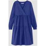 hessnatur Damen Brushed Popeline Kleid Mini Relaxed aus Bio-Baumwolle - blau - Größe 34