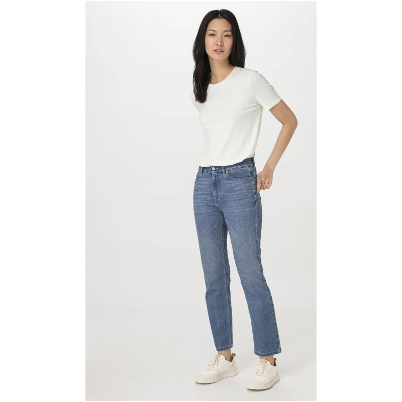hessnatur Damen Jeans BEA High Rise Straight Cropped aus Bio-Denim - blau - Größe 32/30