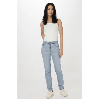 hessnatur Damen Jeans HANNA High Rise Mom aus Bio-Denim - blau - Größe 33/32