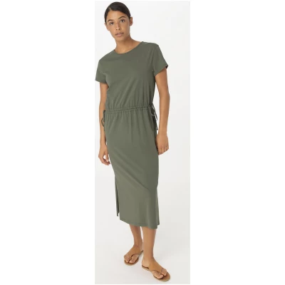 hessnatur Damen Jersey Kleid Midi Regular aus Bio-Baumwolle - grün - Größe 34