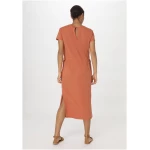hessnatur Damen Jersey Kleid Midi Regular aus Bio-Baumwolle - orange - Größe 34