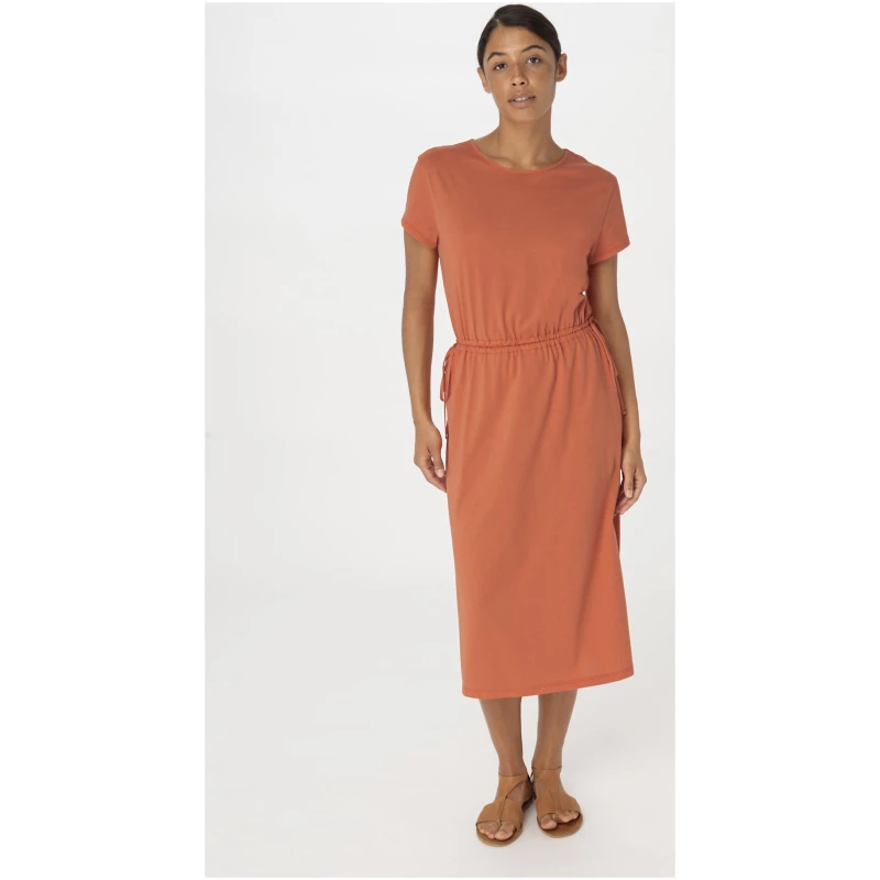 hessnatur Damen Jersey Kleid Midi Regular aus Bio-Baumwolle - orange - Größe 34