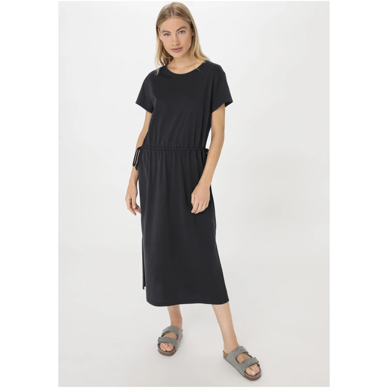 hessnatur Damen Jersey Kleid Midi Regular aus Bio-Baumwolle - schwarz - Größe 34